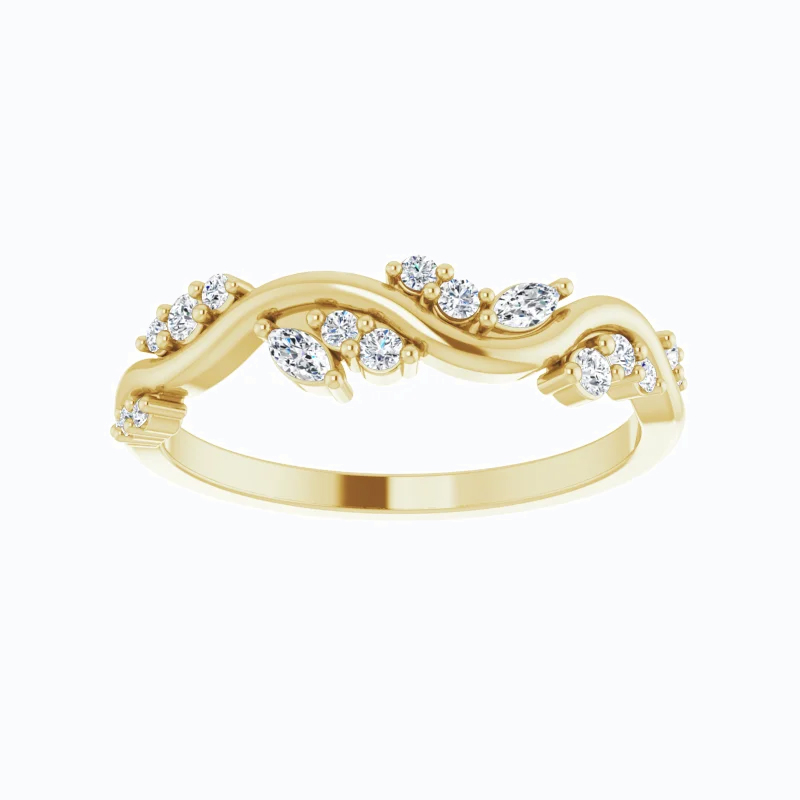 Curved Diamond Band Ring, 14k Gold